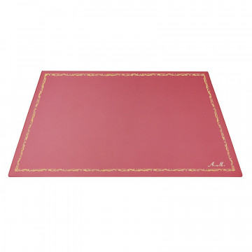 Sous-main en cuir Fuxia, cuir de veau rose - Conti Borbone - Tapis personnalisable - 106 décorations - italique