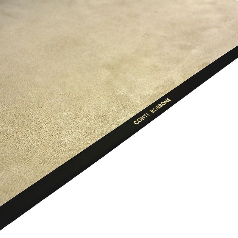 Sous-main en cuir anthracite, cuir de veau gris - Conti Borbone - Tapis personnalisable - Marque