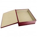 Ruby leather box -  smooth burgundy calfskin - Conti Borbone - flocked interior