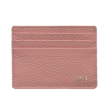 Porte-cartes en cuir mauve - porte-cartes en cuir de vachette rose - Conti Borbone - lettres capitales